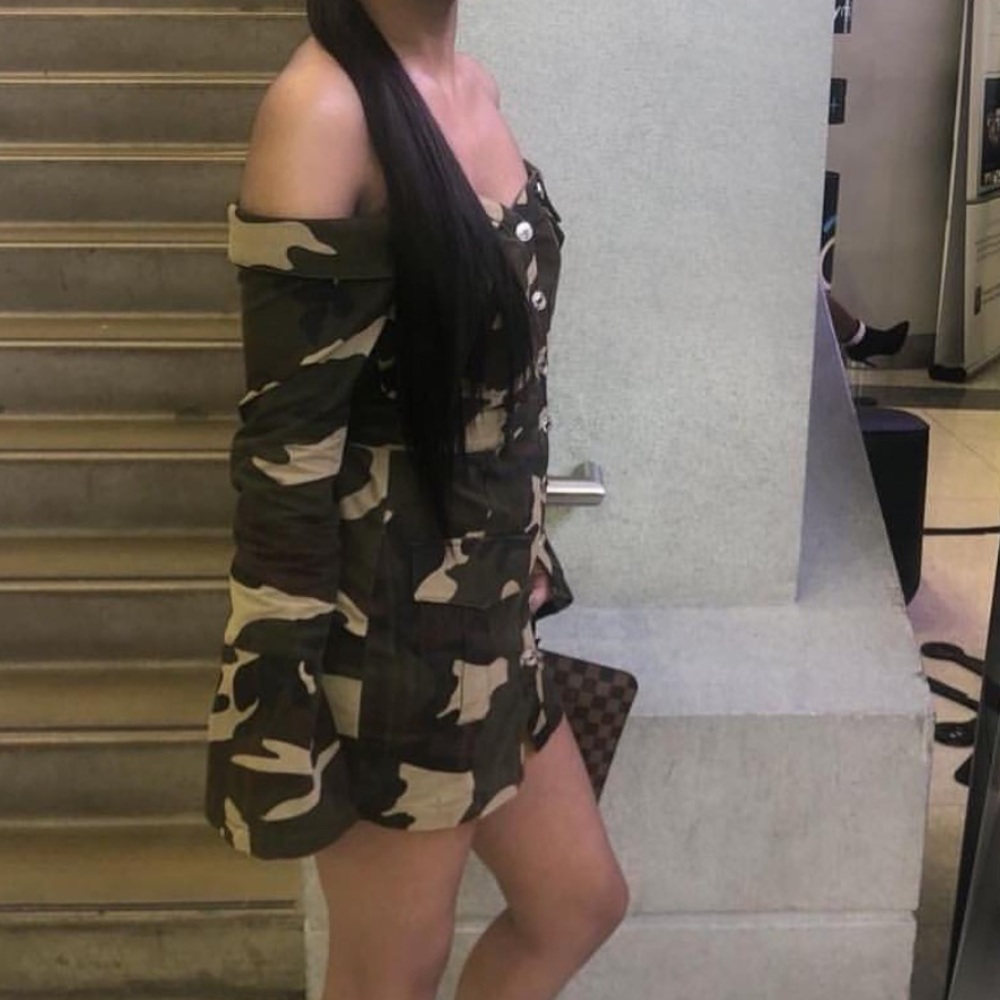Camouflage Off Shoulder Dress